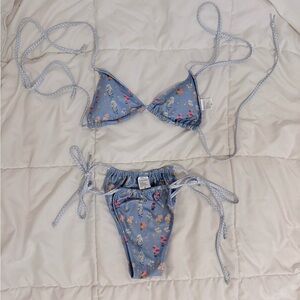 Strawberry Milk Mob Brad’s Favorite Floral Blue Bikini Set Small